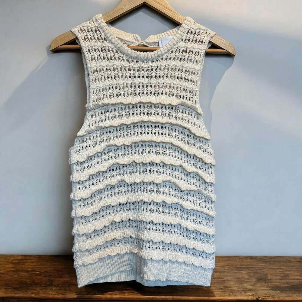 Nude Crochet Sleeveless‎ Sweater Tank Ivory Knit Size XS